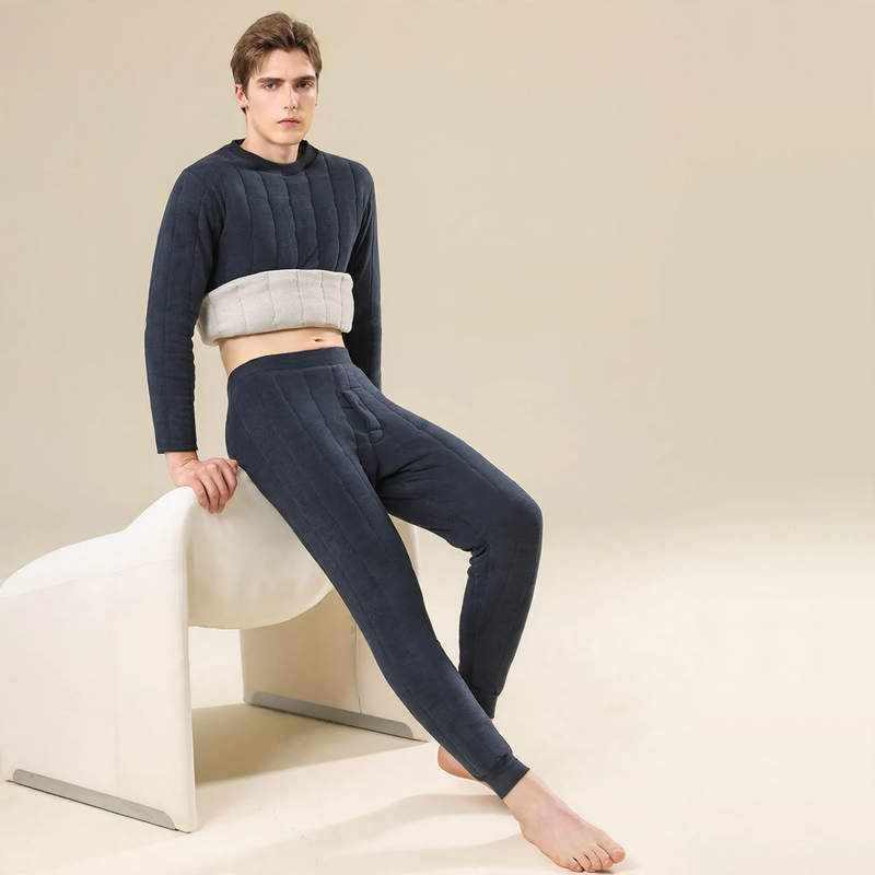 Men's thermal underwear set with wool content