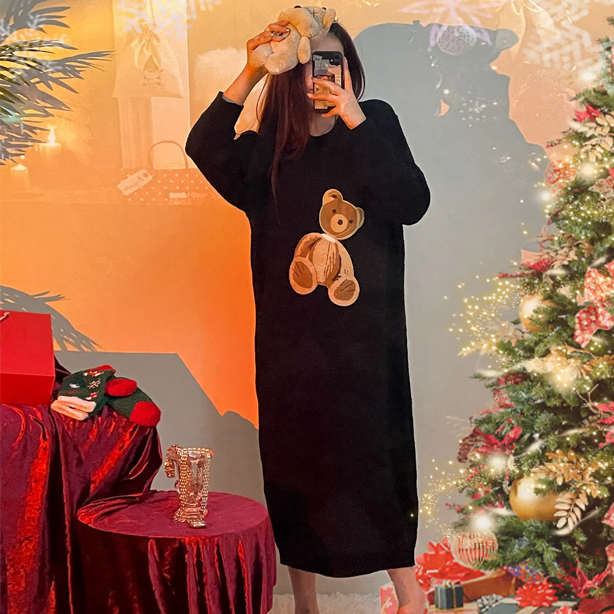 Women's loungewear, soft and warm, with winter motifs