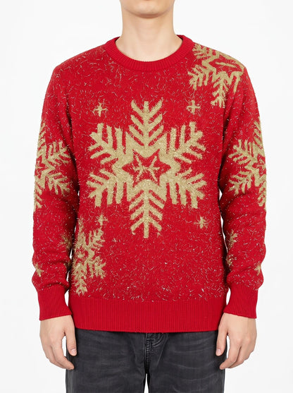 Festive women's Christmas sweater with reindeer and snowflakes