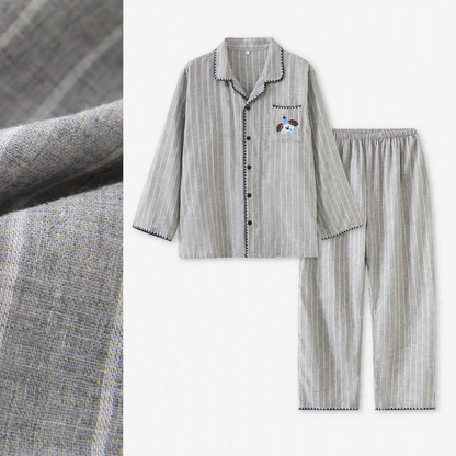Cotton Pajama Set for Couples, Gauze Fabric