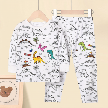 Kids Pajama Set, Cotton Blend, Cartoon Design