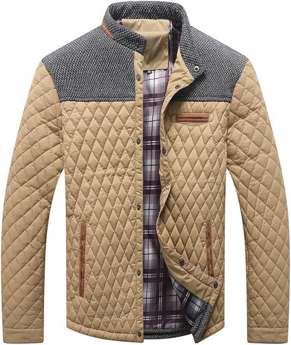 Men's padded jacket, checked, for leisure and sport