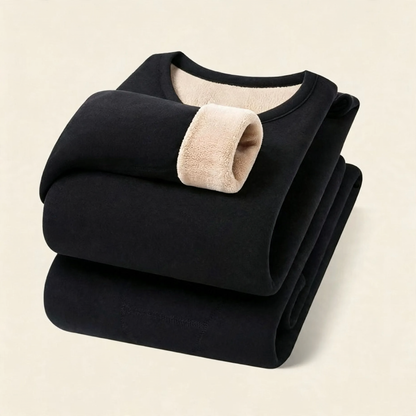 Padded thermal underwear set with lamb fleece imitation