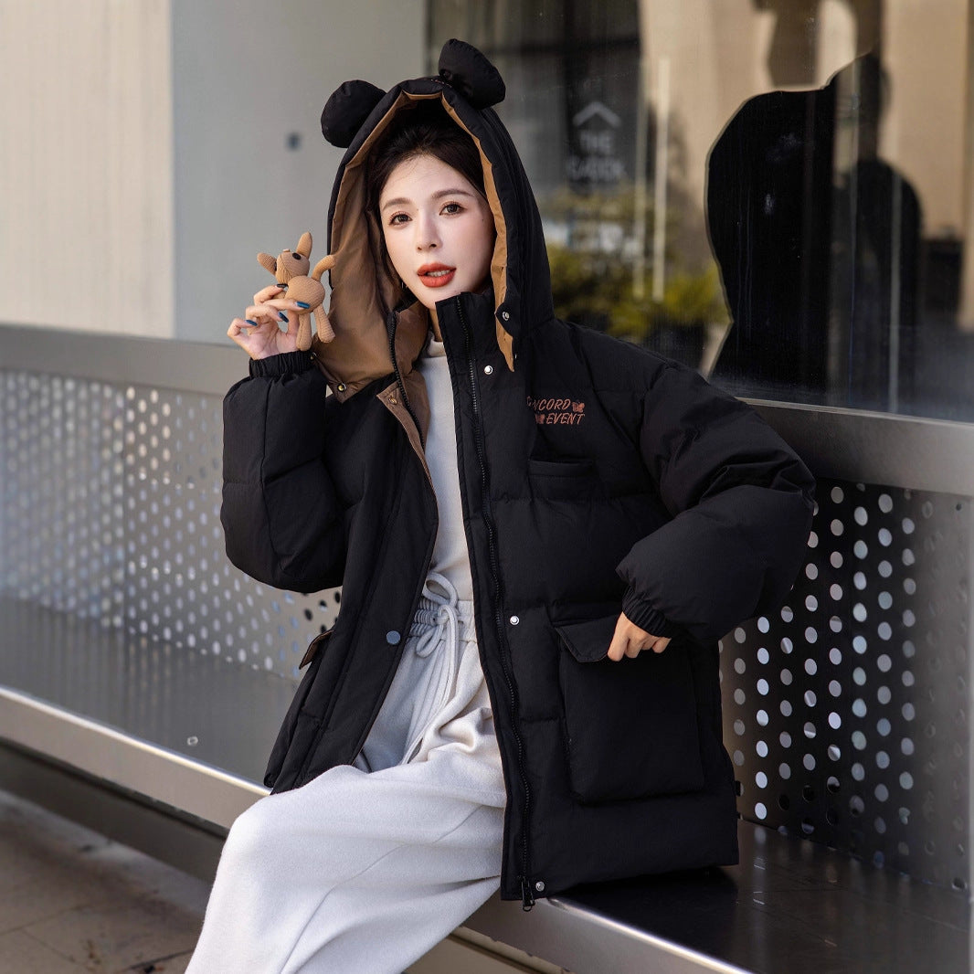 Mid-length women's down coat in plus size