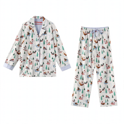 Women's pajama set, cotton, brushed on both sides, warm
