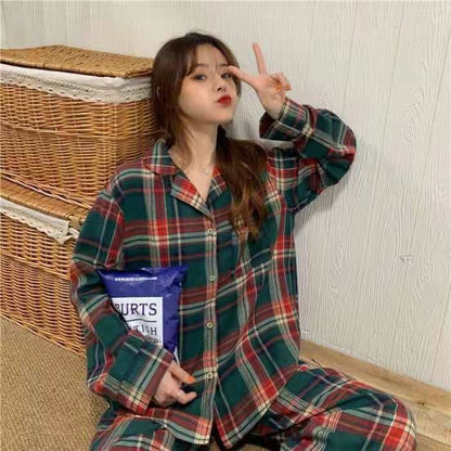 Women's Pajama Set, checked, long