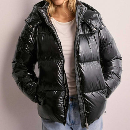 Padded women's hoodie jacket with 3D effect