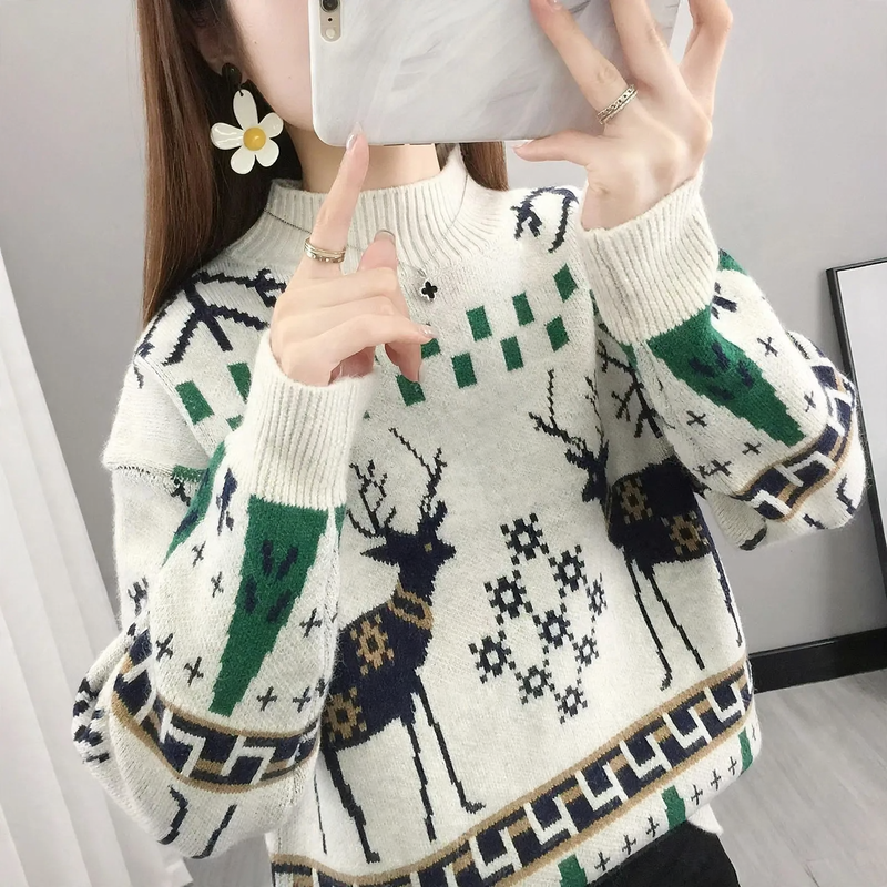 Christmas sweater, round neck, loose fit
