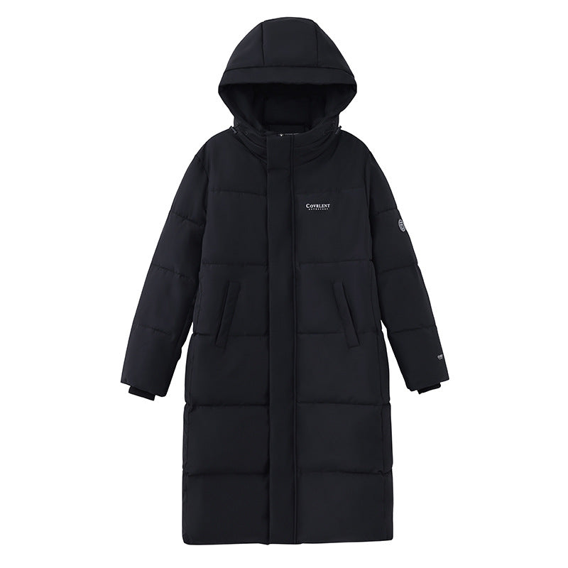 Long, padded women's winter jacket, loosely fitted