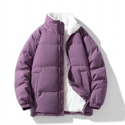 Men's quilted jacket, windproof, stand-up collar, loose
