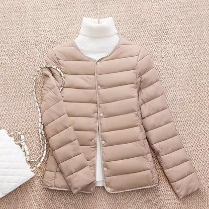 Light women's quilted jacket, short, tailored