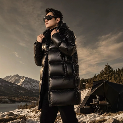 Mid-length down jacket for women, lined with white duck down