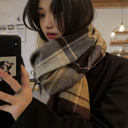 Checked winter scarf in college style