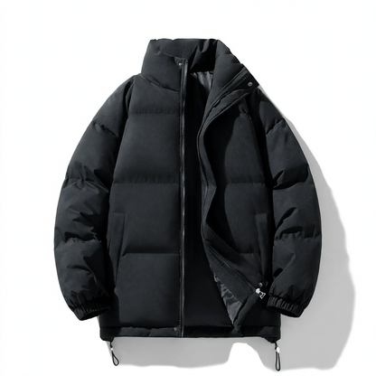 Unisex quilted jacket, stand-up collar, padded, solid color