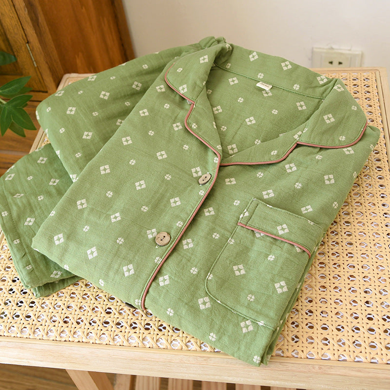 Women's Pyjama Set made of Cotton Double Gauze with Lapels
