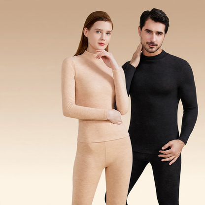 Pair thermal underwear set, lined, stand-up collar