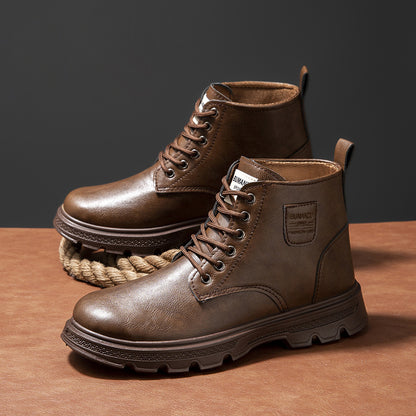Men's ankle boots made of genuine cowhide leather, lined