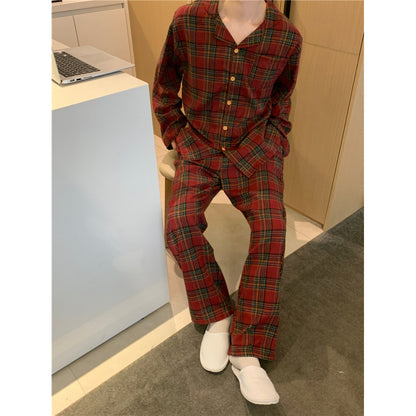 Pair-house suit set, lined, checkered, autumn and winter