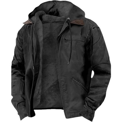 Men's hooded jacket, padded, with zipper pockets