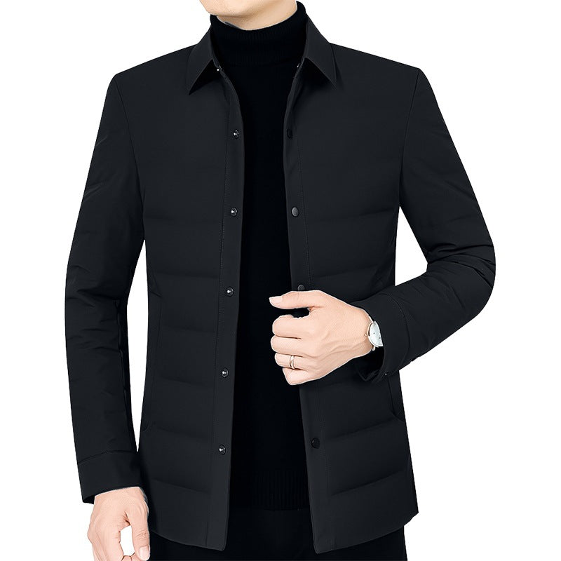 Men's down jacket with stand-up collar, white duck down