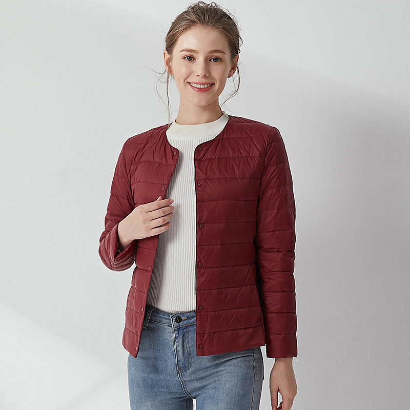 Light women's down jacket, versatile to wear, white duck down