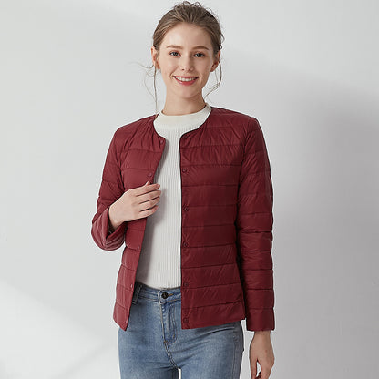 Light women's down jacket, versatile to wear, white duck down