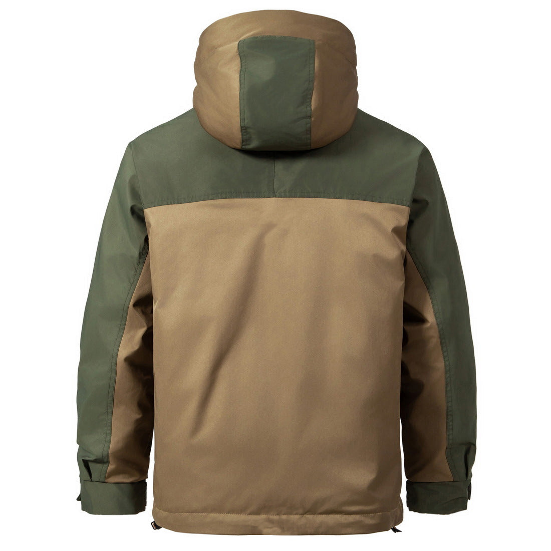 Padded men's hooded jacket with double zipper
