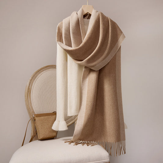Wool scarf with fringes, 35x190cm