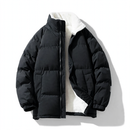 Men's quilted jacket, windproof, stand-up collar, loose