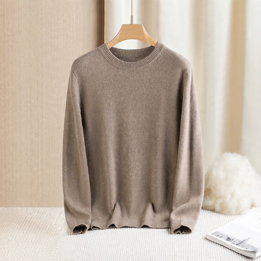 Men's cashmere sweater, round neck or stand-up collar, knitted