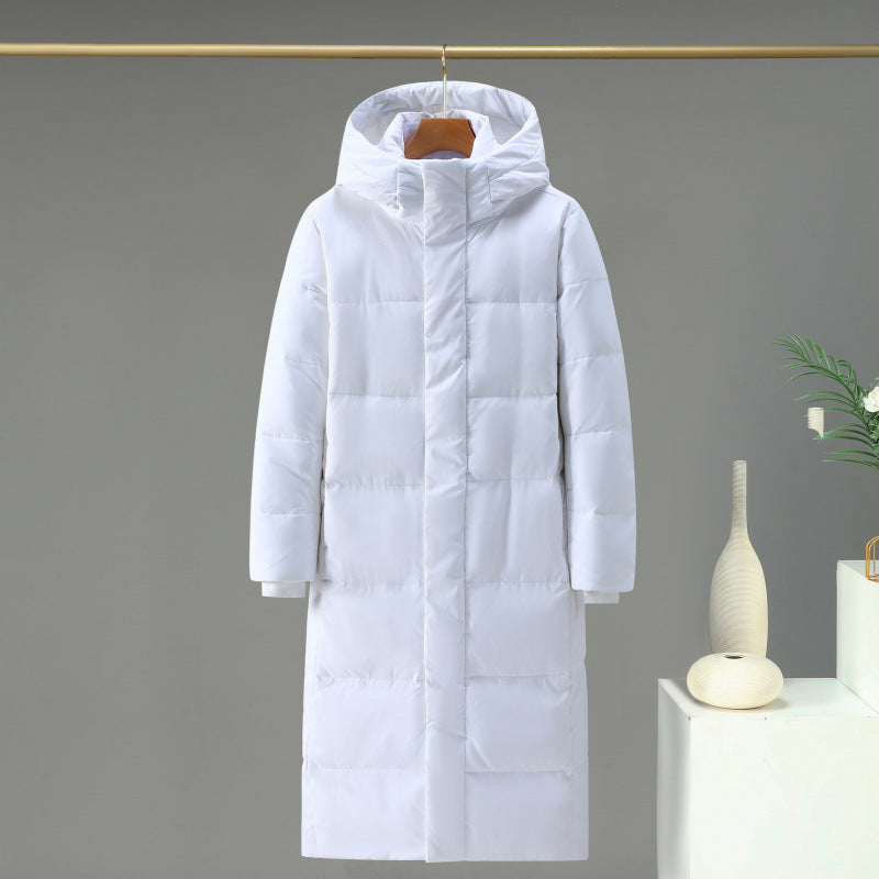 Long down coat, knee-length, for women and men