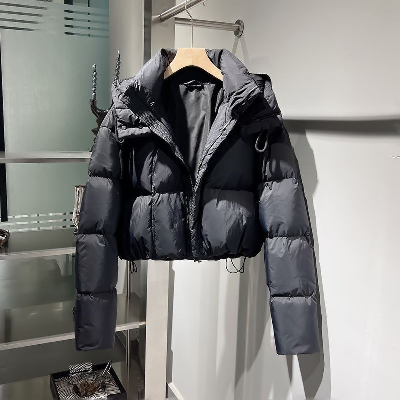 Short women's quilted jacket, high-waisted, lined