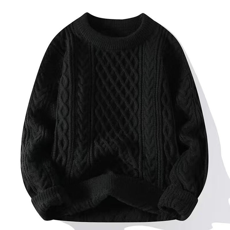 Coarse knit pullover with cable pattern for men