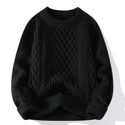 Coarse knit pullover with cable pattern for men