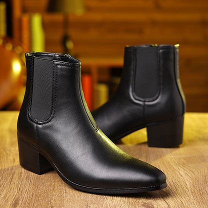 Men's Chelsea boots, pointed toe, side zipper