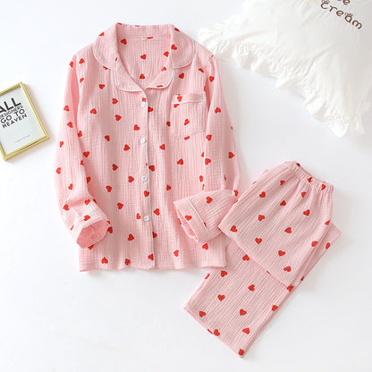 Women's pajamas, cotton gauze, long sleeves