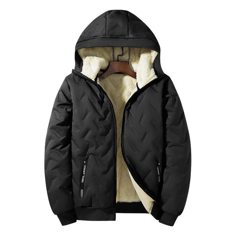 Padded men's winter jacket with hood and graphene insulation