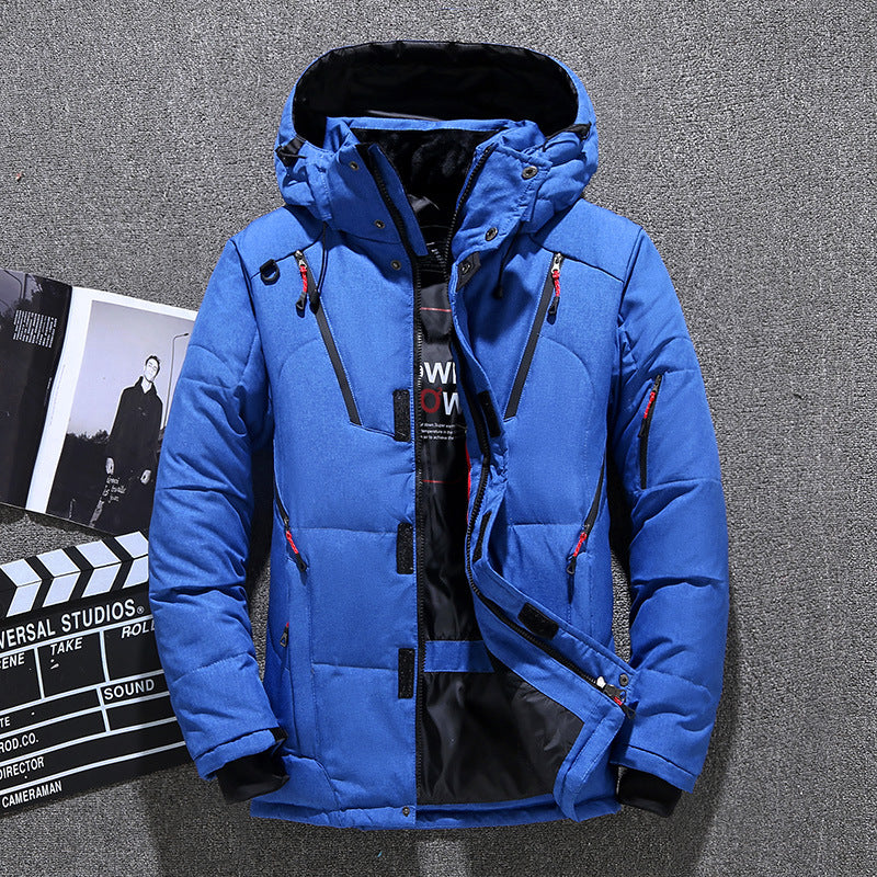 Warm men's down jacket, tailored