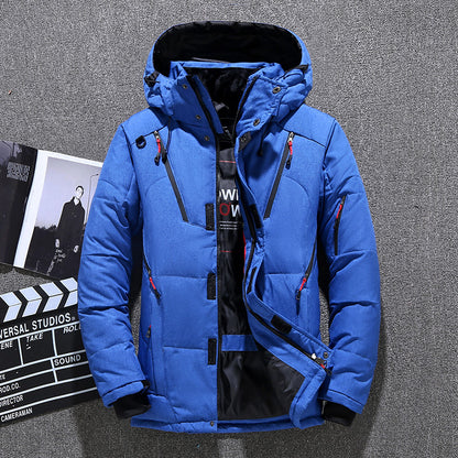 Warm men's down jacket, tailored