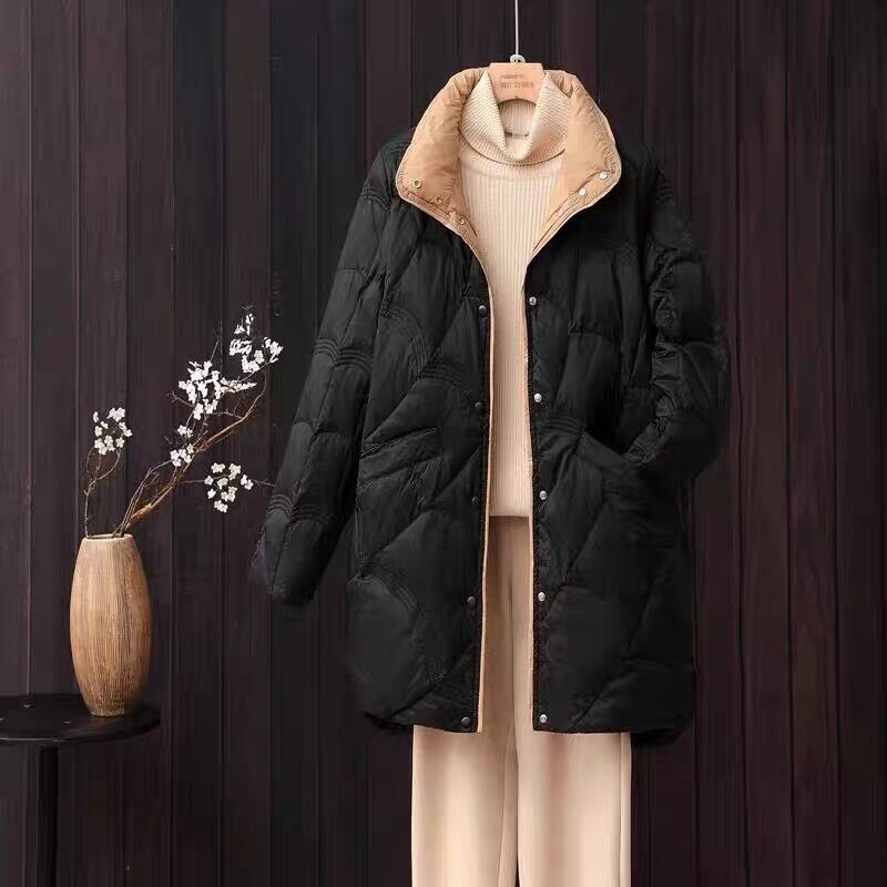 Lightweight down jacket with stand-up collar for women, plus size