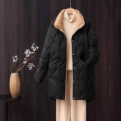 Lightweight down jacket with stand-up collar for women, plus size