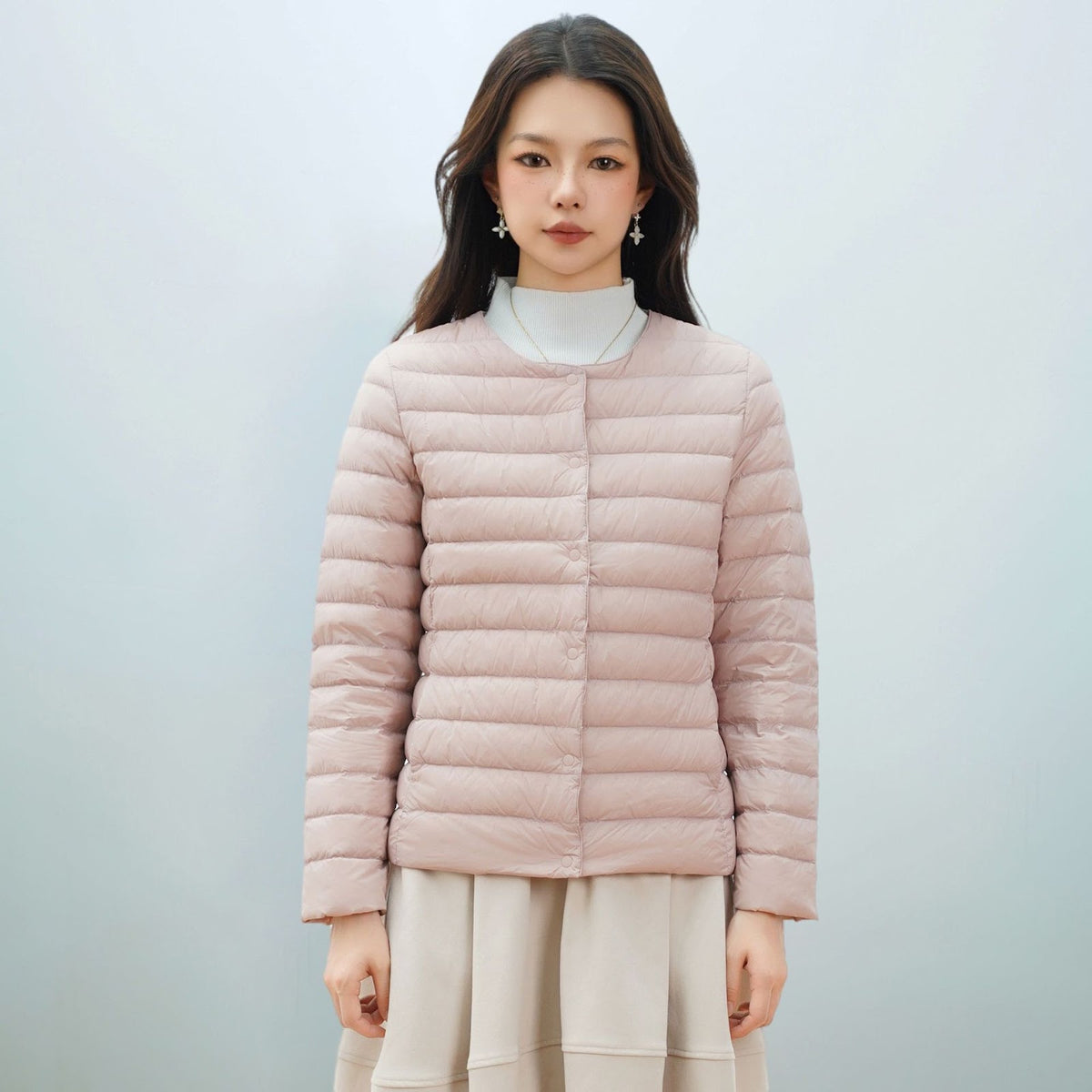 Light women's down jacket, simple design