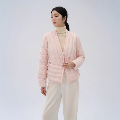 Light V-neck down jacket for women