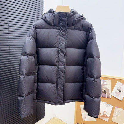 Short women's down jacket with detachable hood