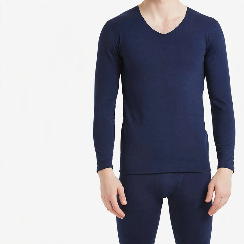 Seamless Thermal Underwear Set for Men, V-Neck