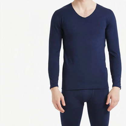 Seamless Thermal Underwear Set for Men, V-Neck