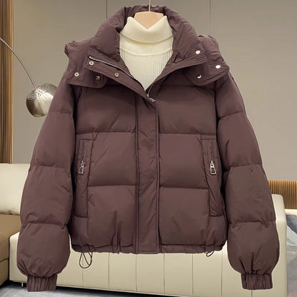 Women's padded jacket, short, with hood, plus sizes
