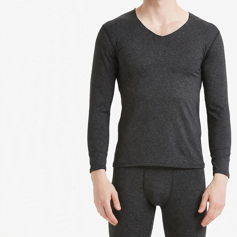 Seamless Thermal Underwear Set for Men, V-Neck