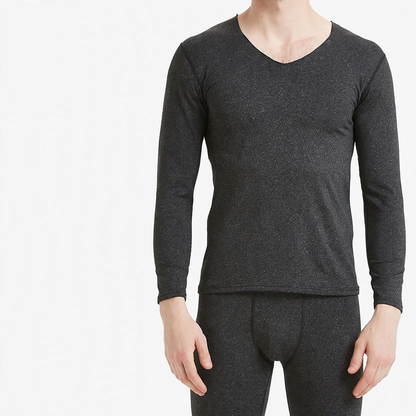 Seamless Thermal Underwear Set for Men, V-Neck