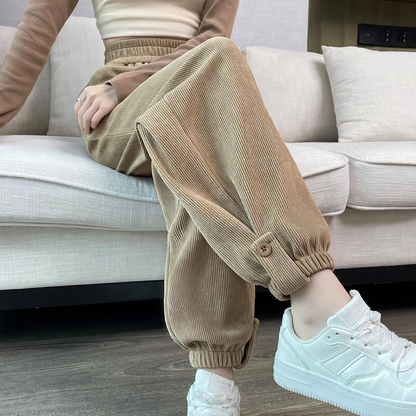 Ladies Cord Cargo Pants, casual fit